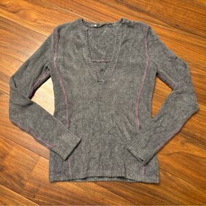 Athleta grey super soft v neck sweater.